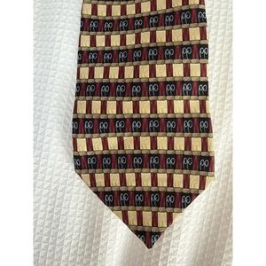 J Garcia Mens Silk Necktie Burgundy Gold Abstract Geometric Jerry Garcia Tie